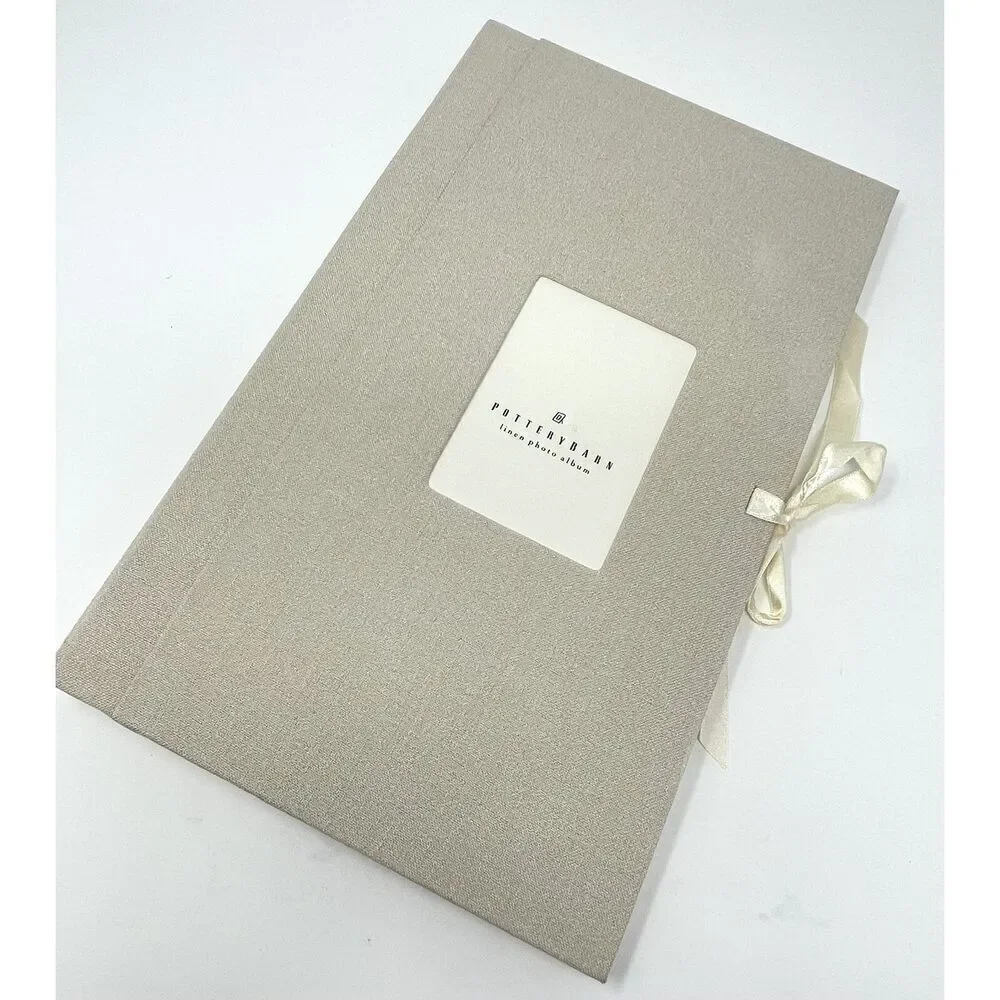 Pottery Barn Photo Picture Memory Book Album Linen Beige  Scrapbook 8.5x14.5”